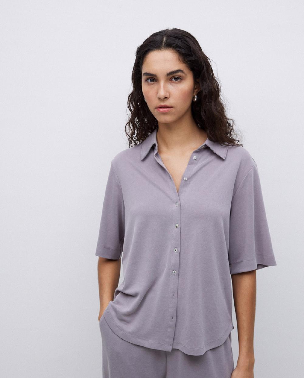 Yerse Camisa Fluida Manga Corta Gris