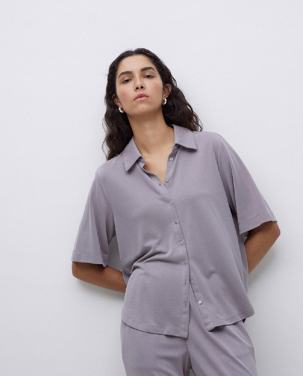 yerse Camisa fluida manga corta gris