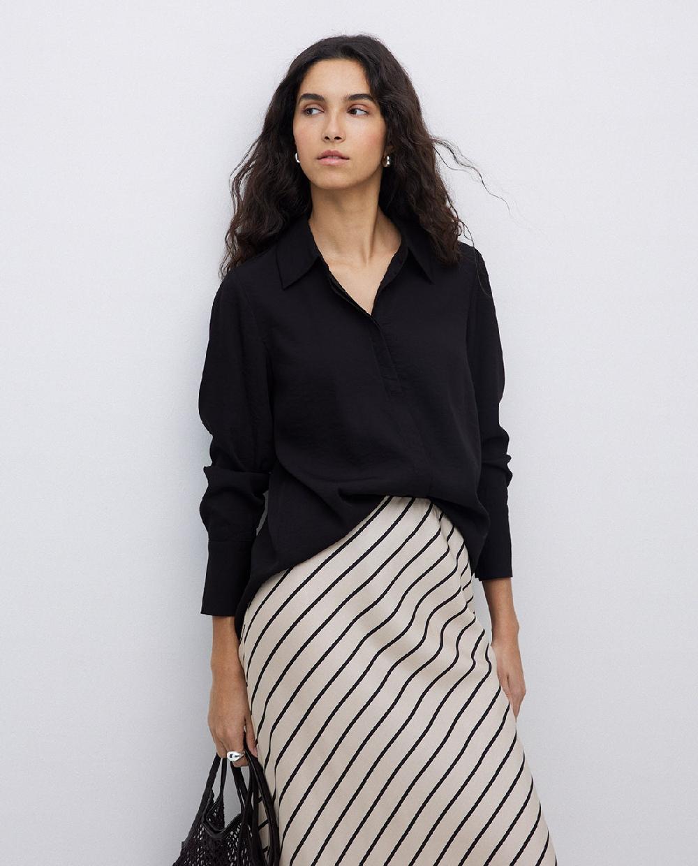 yerse Camisa fluida viscosa negro