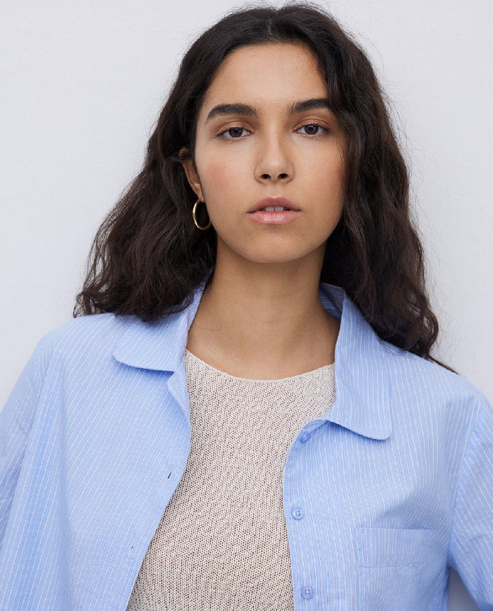 Yerse Camisa Popelín Rayas Azul