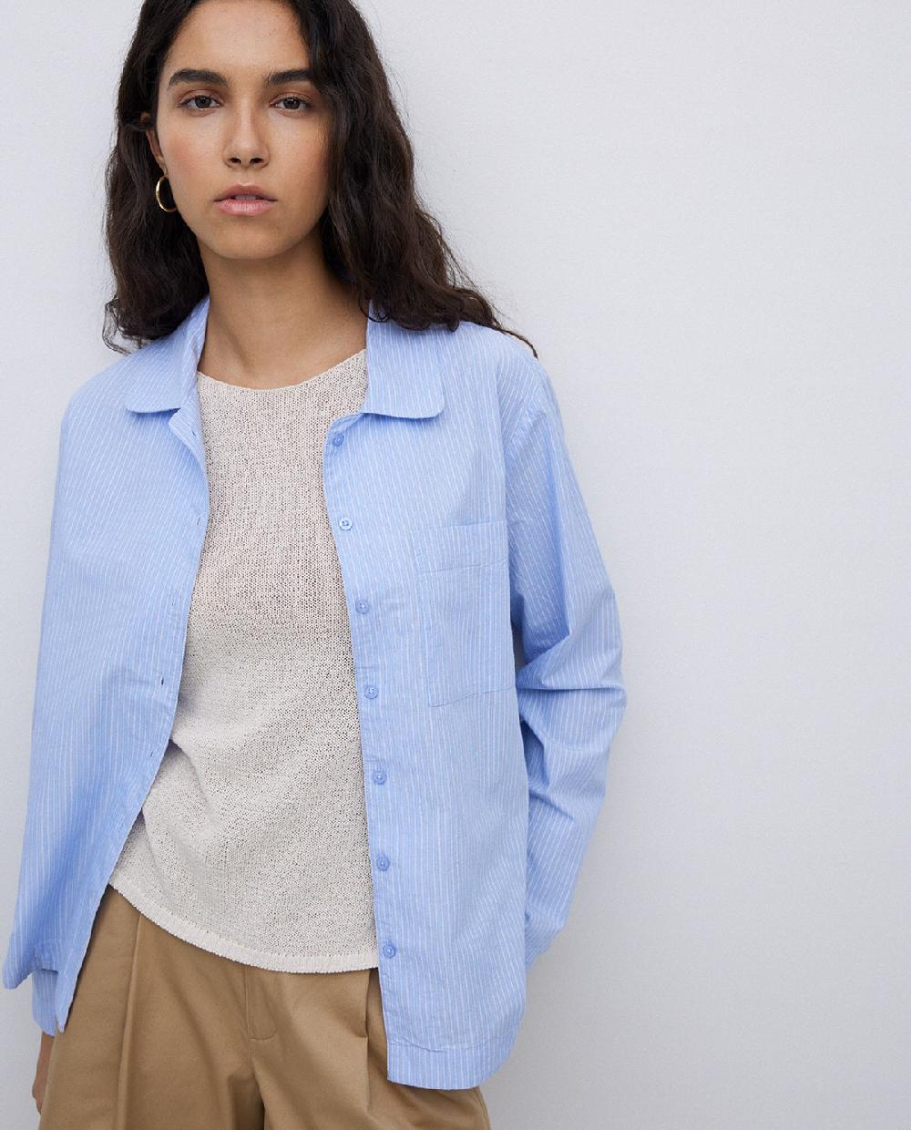 Yerse Camisa Popelín Rayas Azul