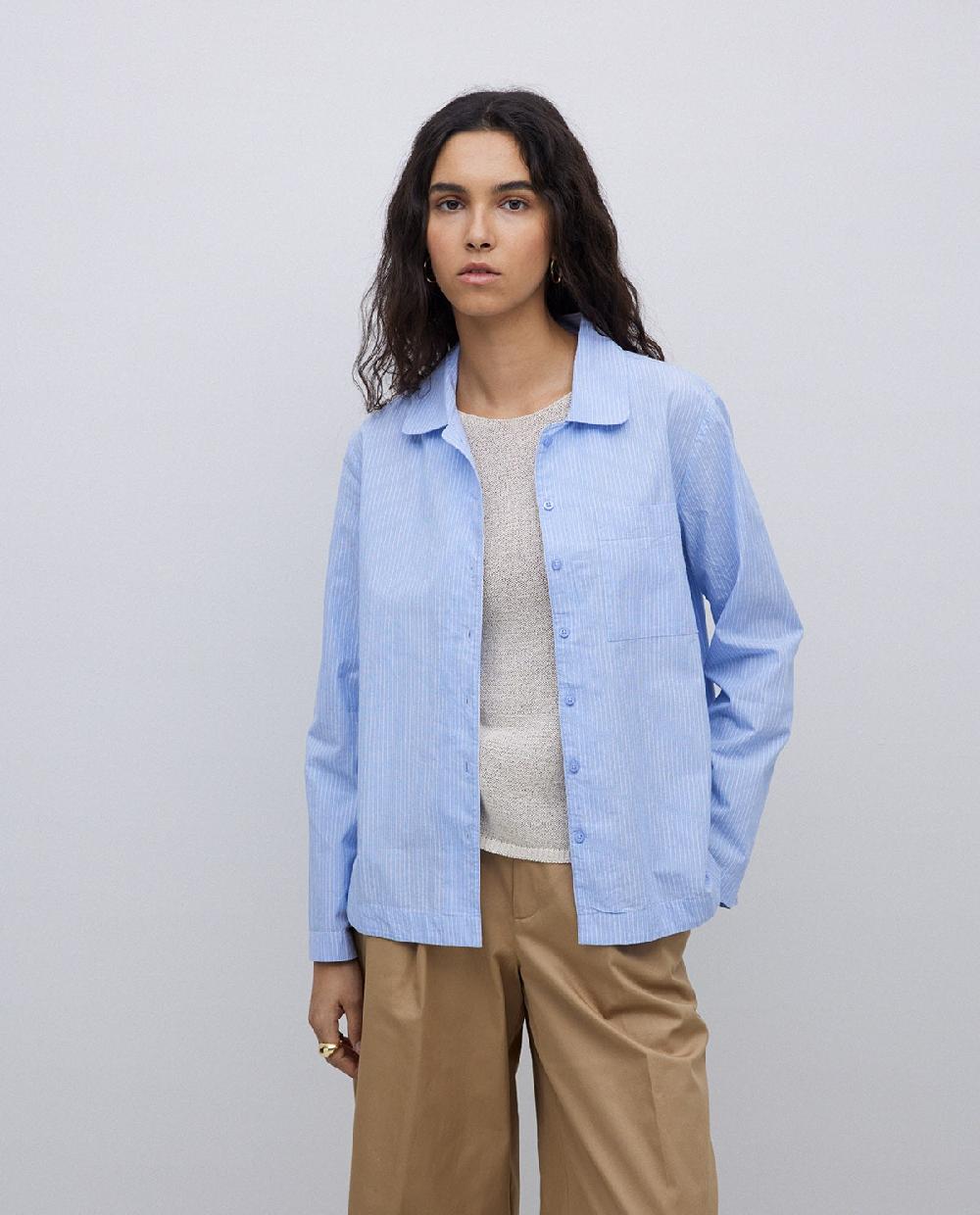 Yerse Camisa Popelín Rayas Azul