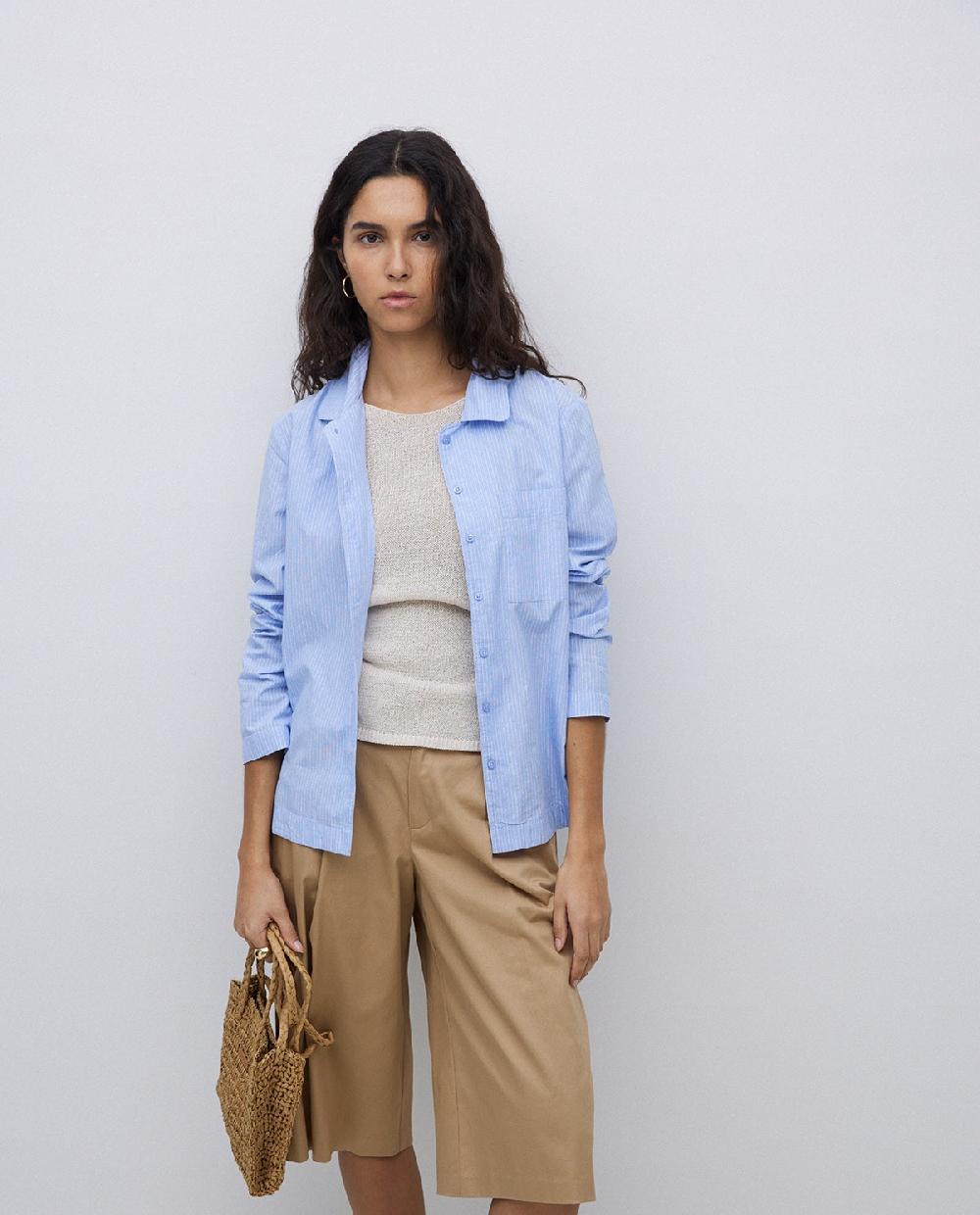 yerse Camisa popelín rayas azul