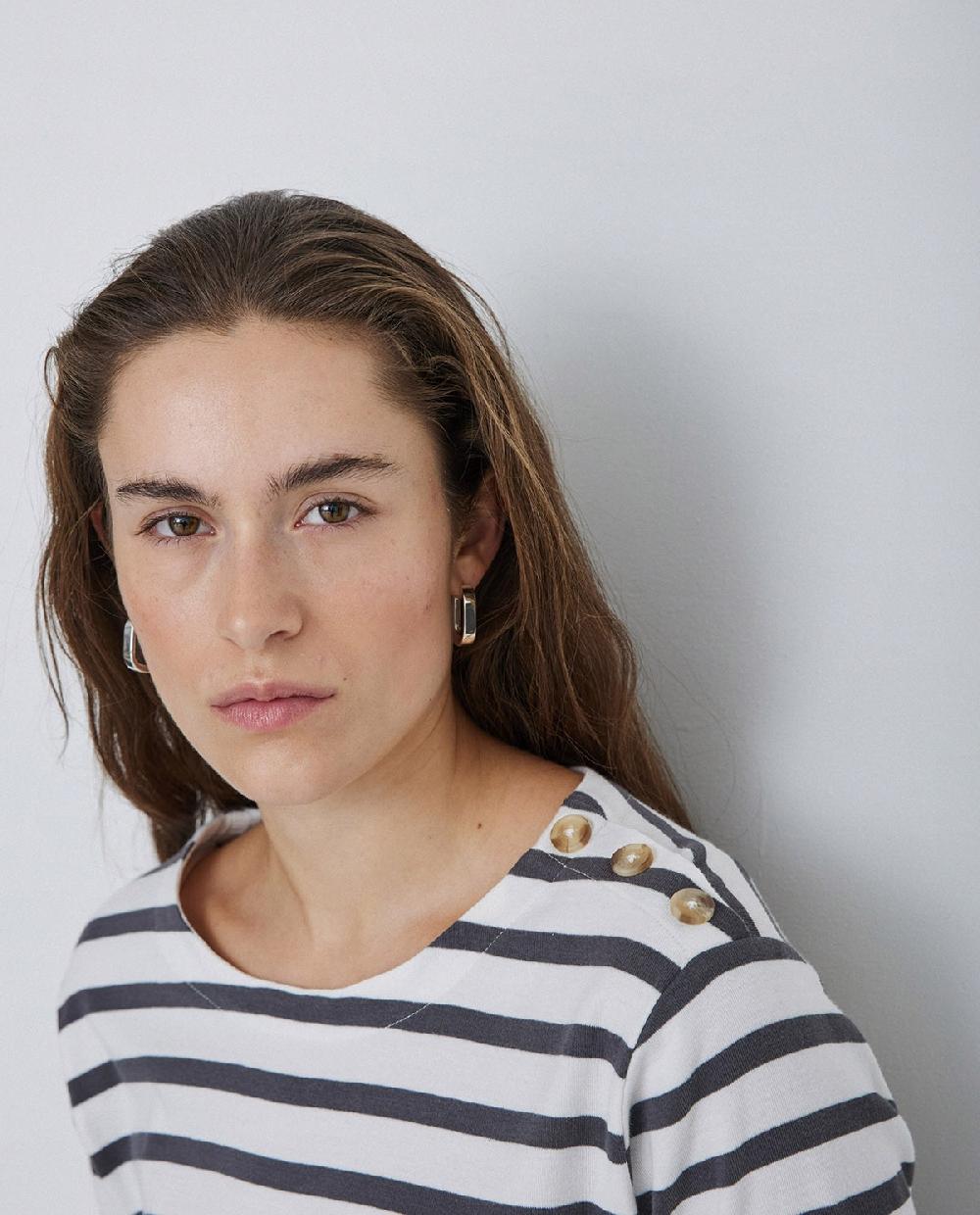 Yerse Camiseta 100% Algodón Rayas Antracita