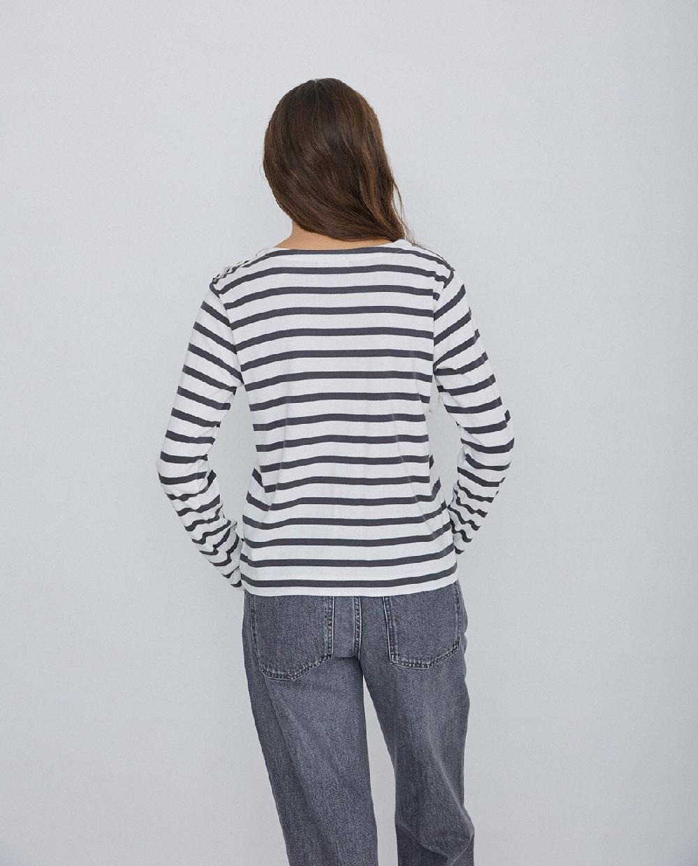 Yerse Camiseta 100% Algodón Rayas Antracita