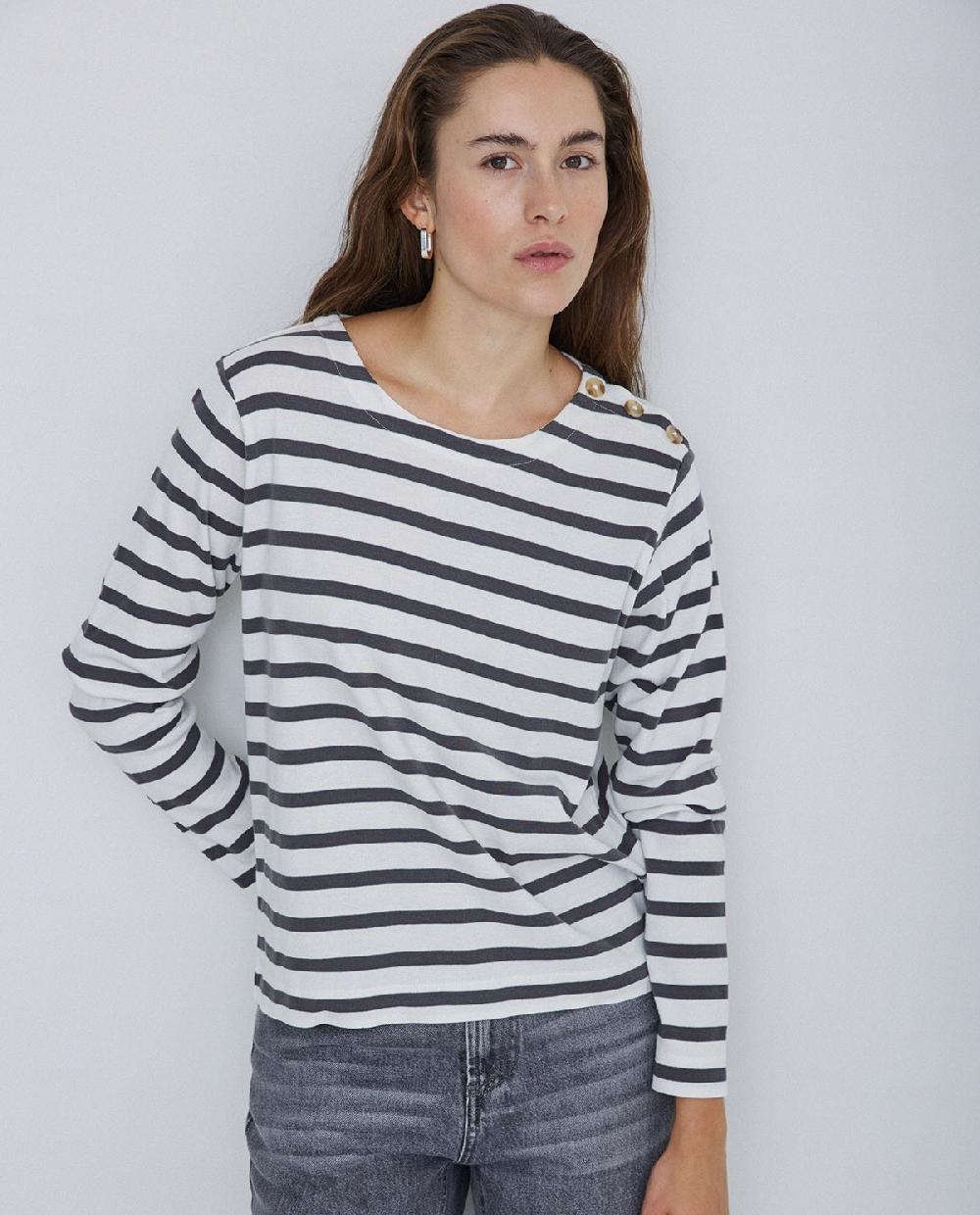 yerse Camiseta 100% algodón rayas antracita