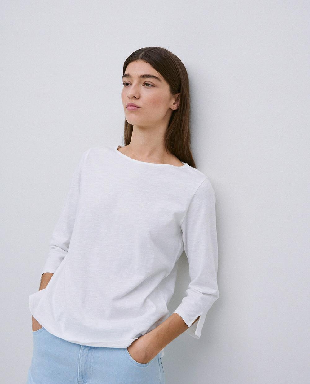 yerse Camiseta 3/4 algodón flamé blanco