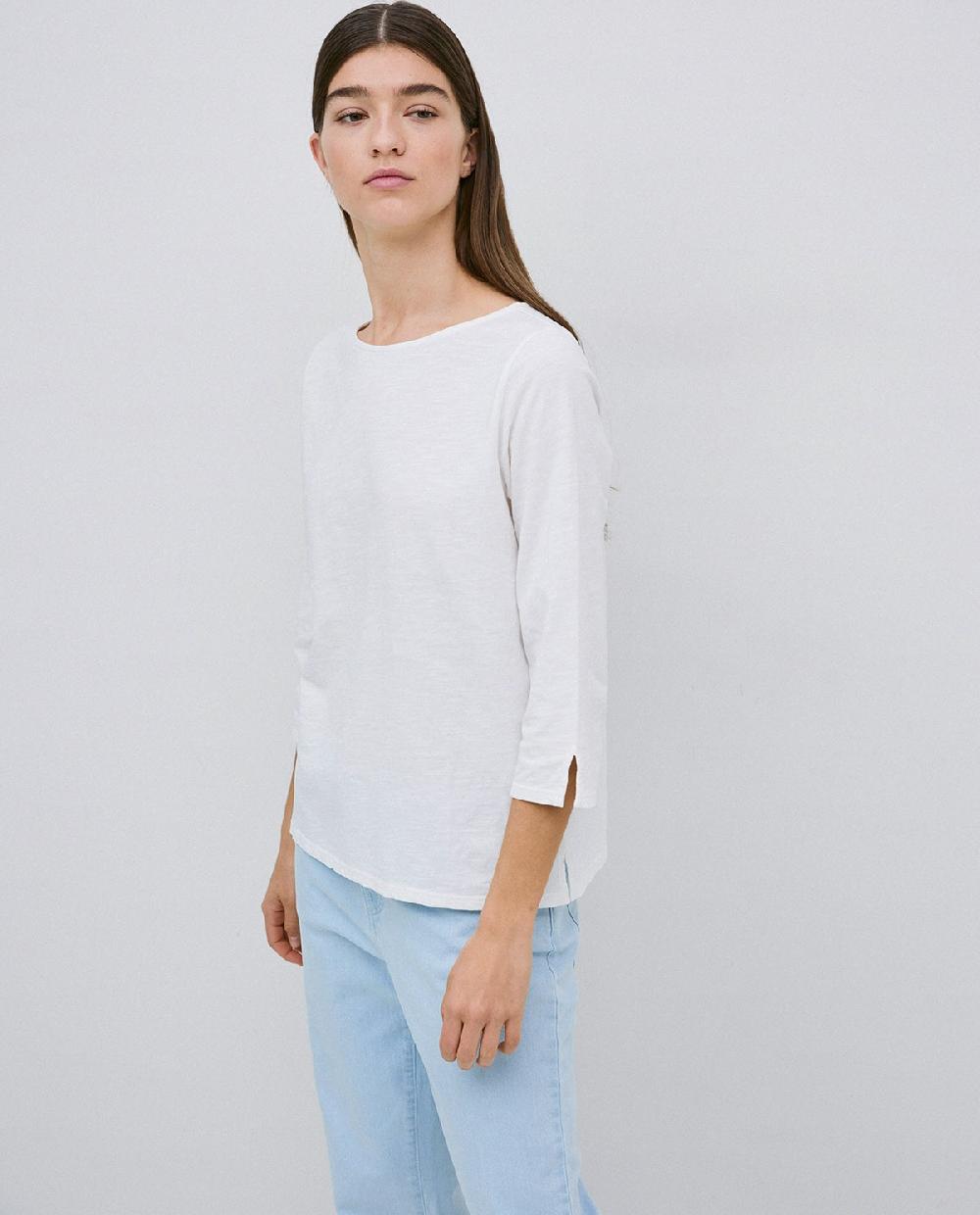 yerse Camiseta 3/4 algodón flamé crudo