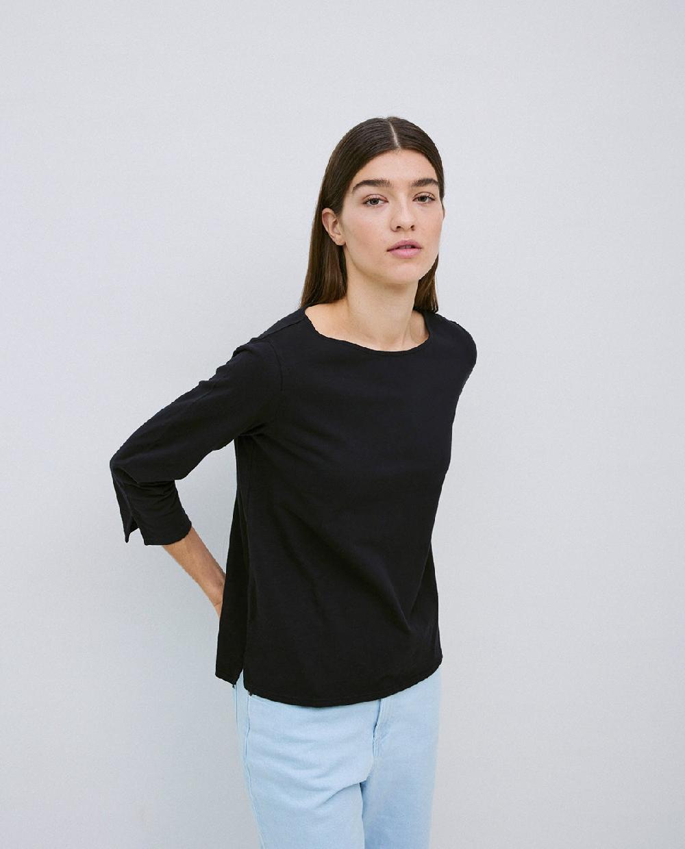 Yerse Camiseta 3/4 Algodón Flamé Negro