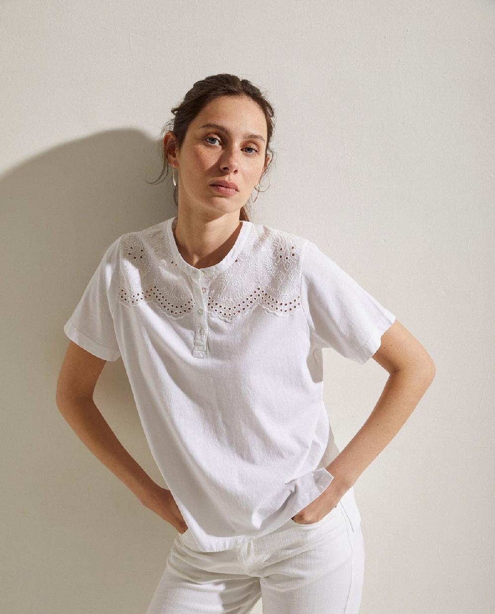 Yerse Camiseta Algodón Bordados Blanco