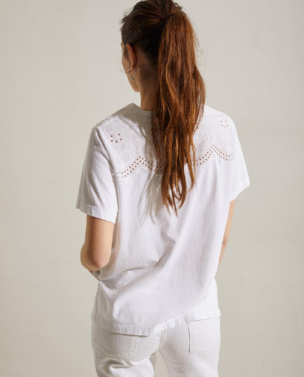 Yerse Camiseta Algodón Bordados Blanco