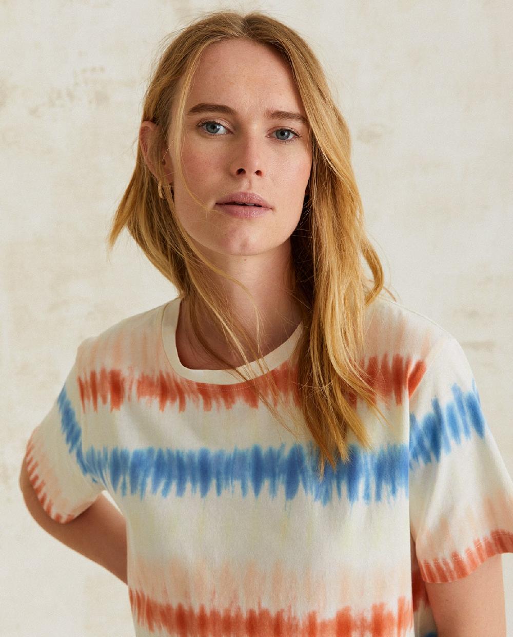 Yerse Camiseta Algodón Tie Dye Naranja