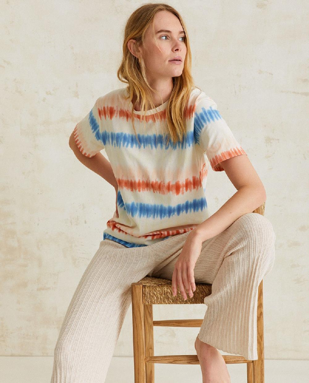 yerse Camiseta algodón tie dye naranja