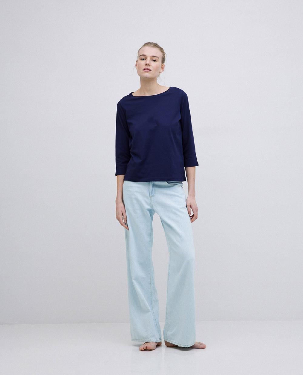 Yerse Camiseta Básica 3/4 Azul Oscuro