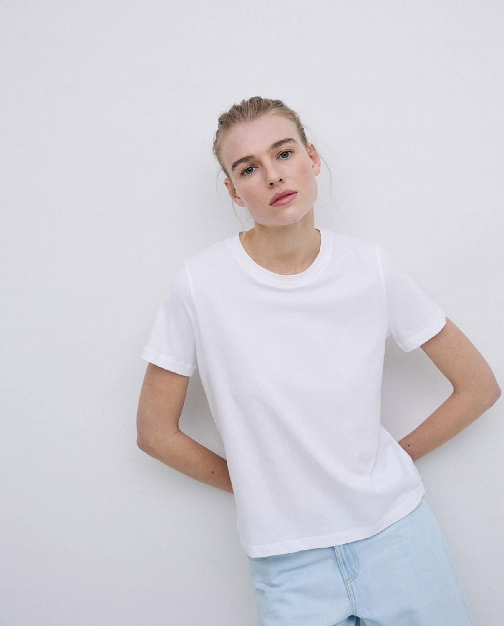 yerse Camiseta básica cuello redondo blanco