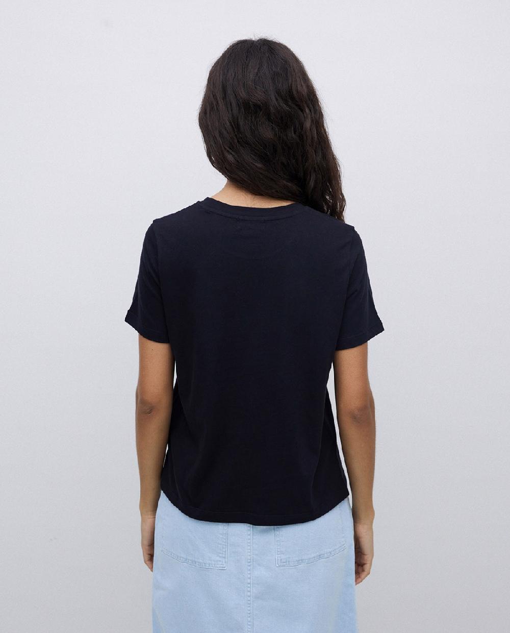 Yerse Camiseta Básica Cuello Redondo Negro