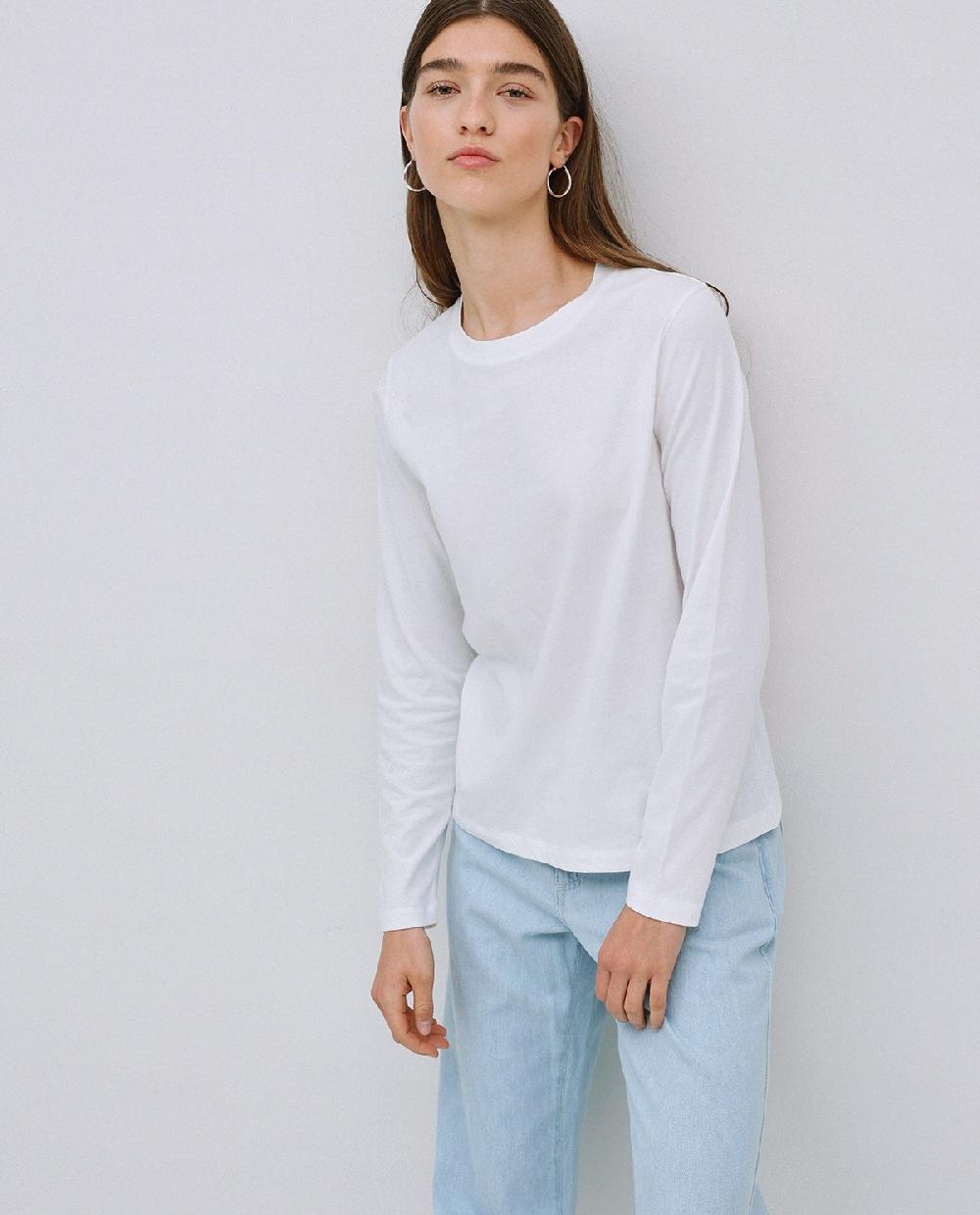 yerse Camiseta básica manga larga blanco