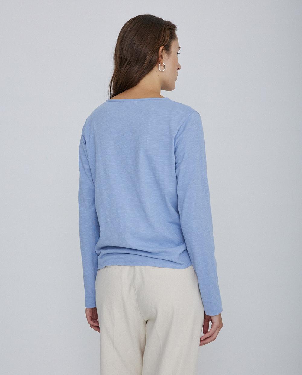 Yerse Camiseta Botones 100% Algodón Azul