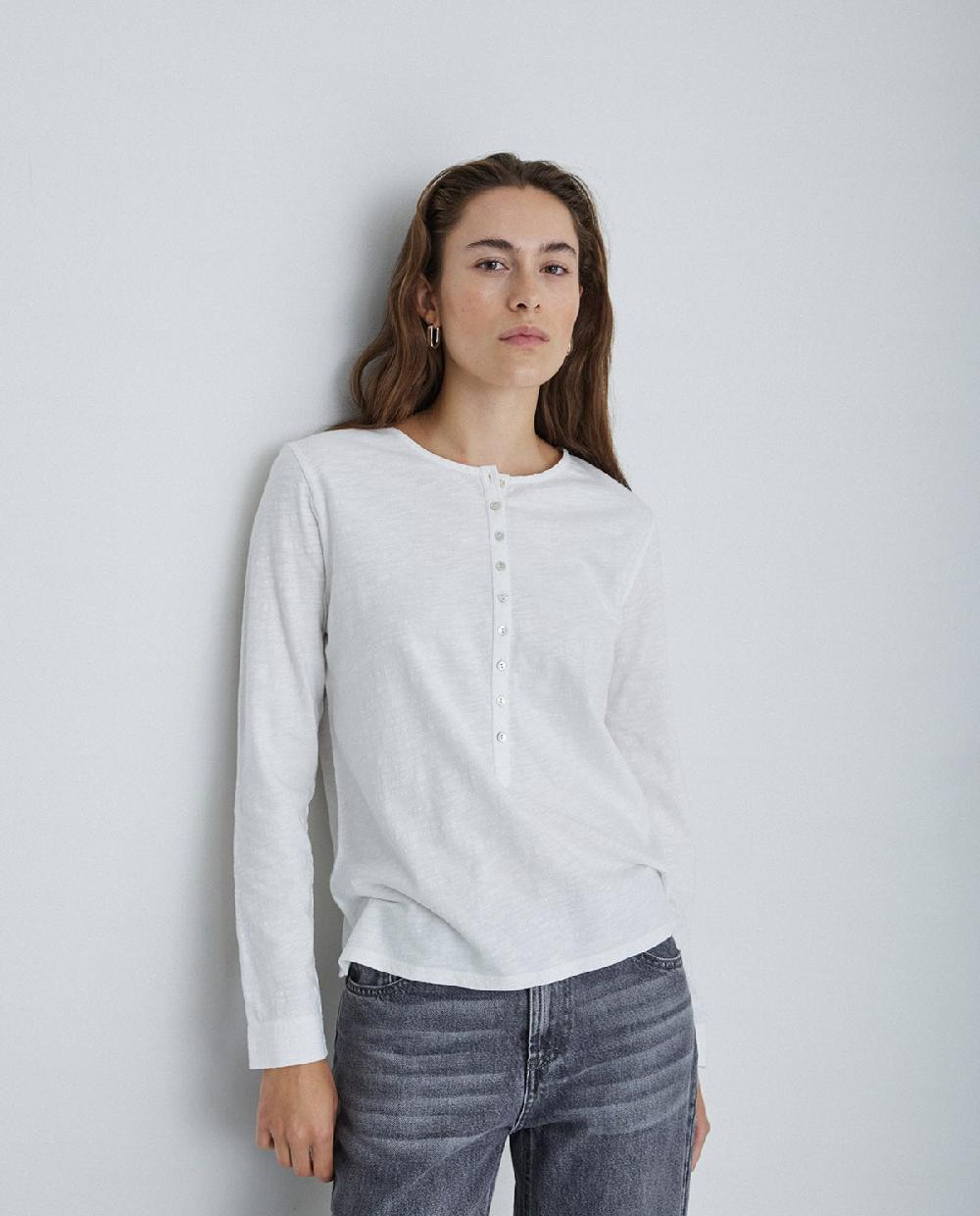 Yerse Camiseta Botones 100% Algodón Crudo