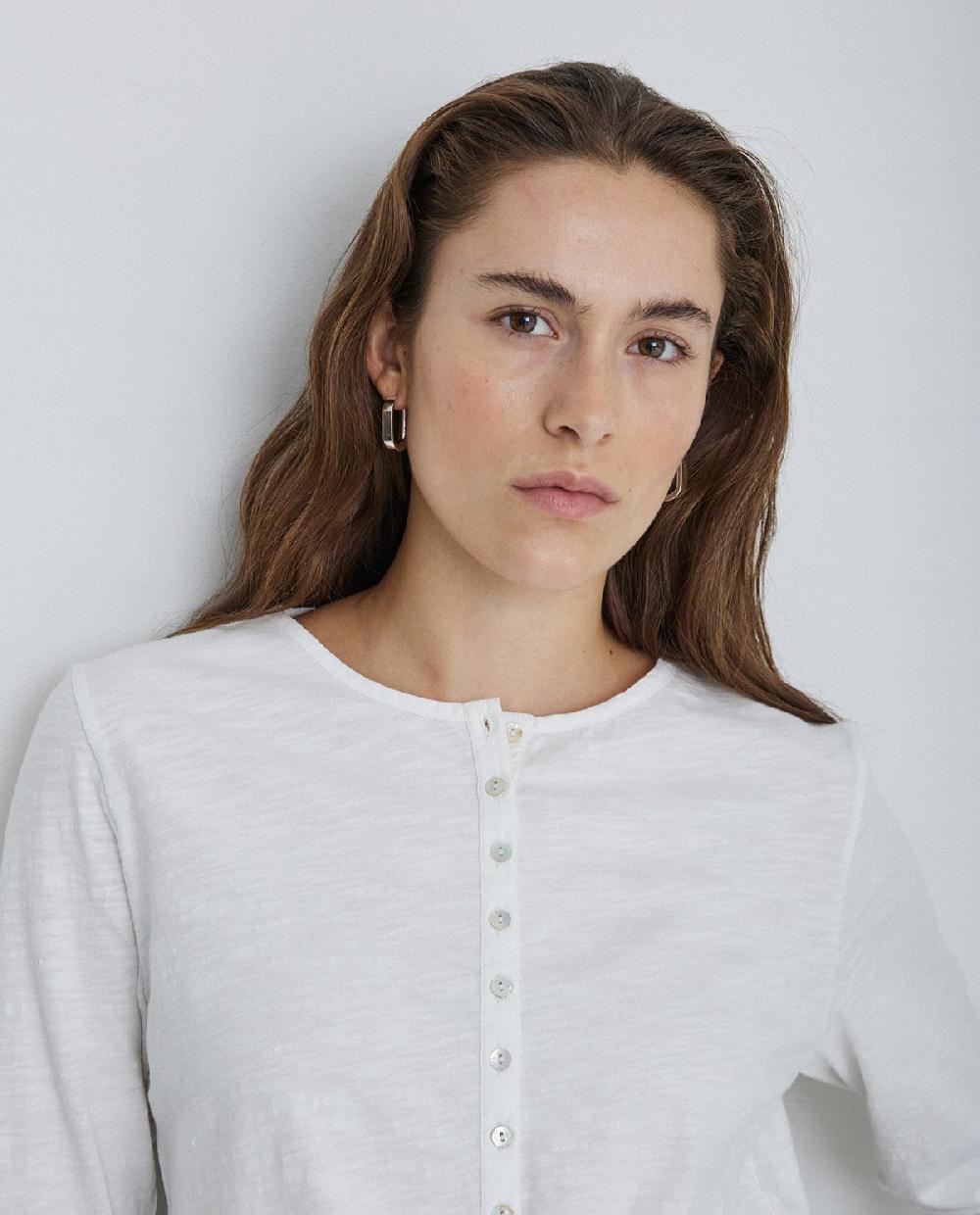 yerse Camiseta botones 100% algodón crudo