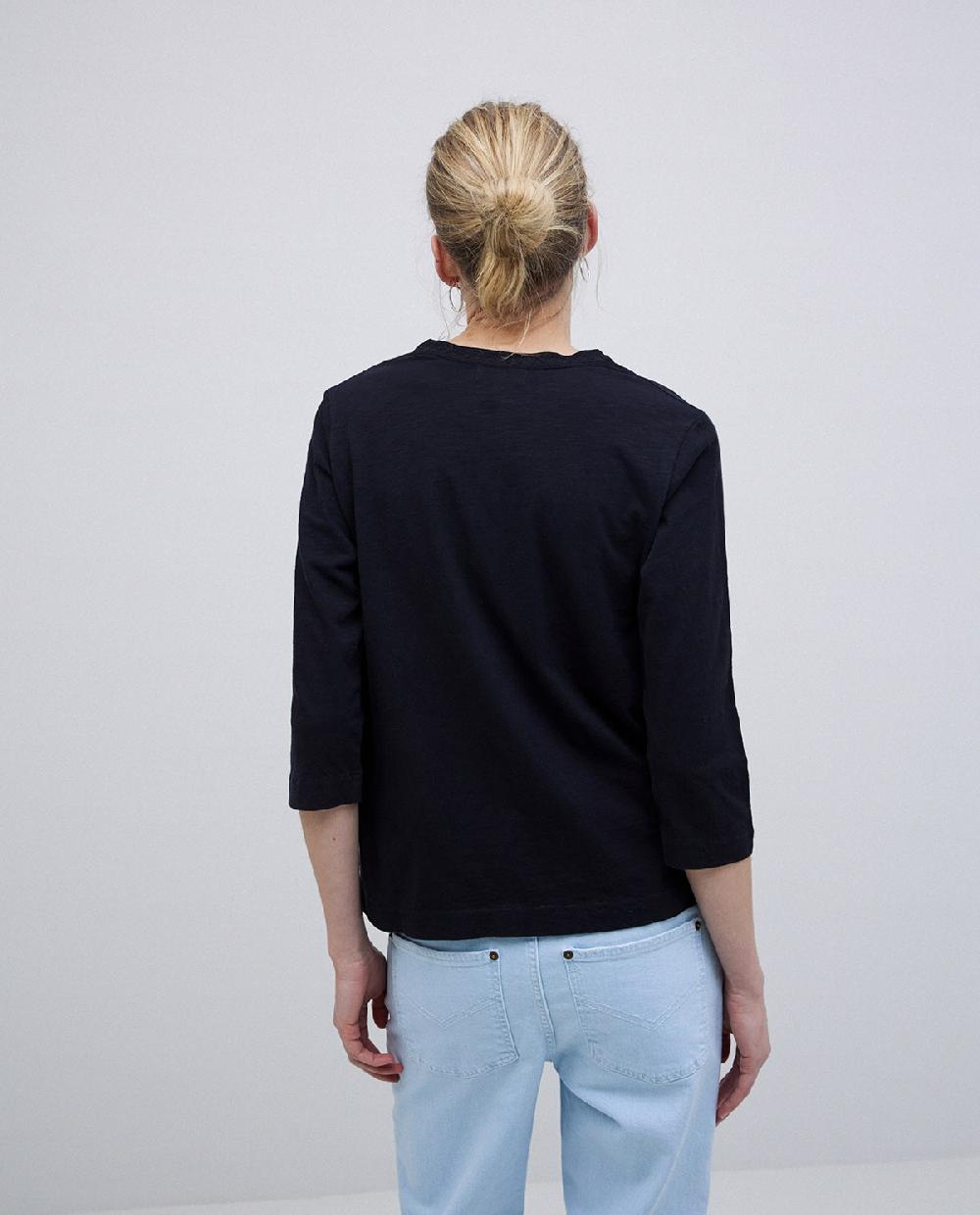 Yerse Camiseta Escote Panadero Bordado Negro