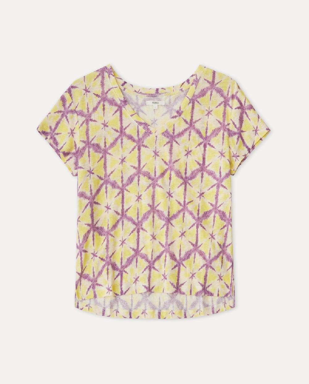 Yerse Camiseta Lino Estampada Lila