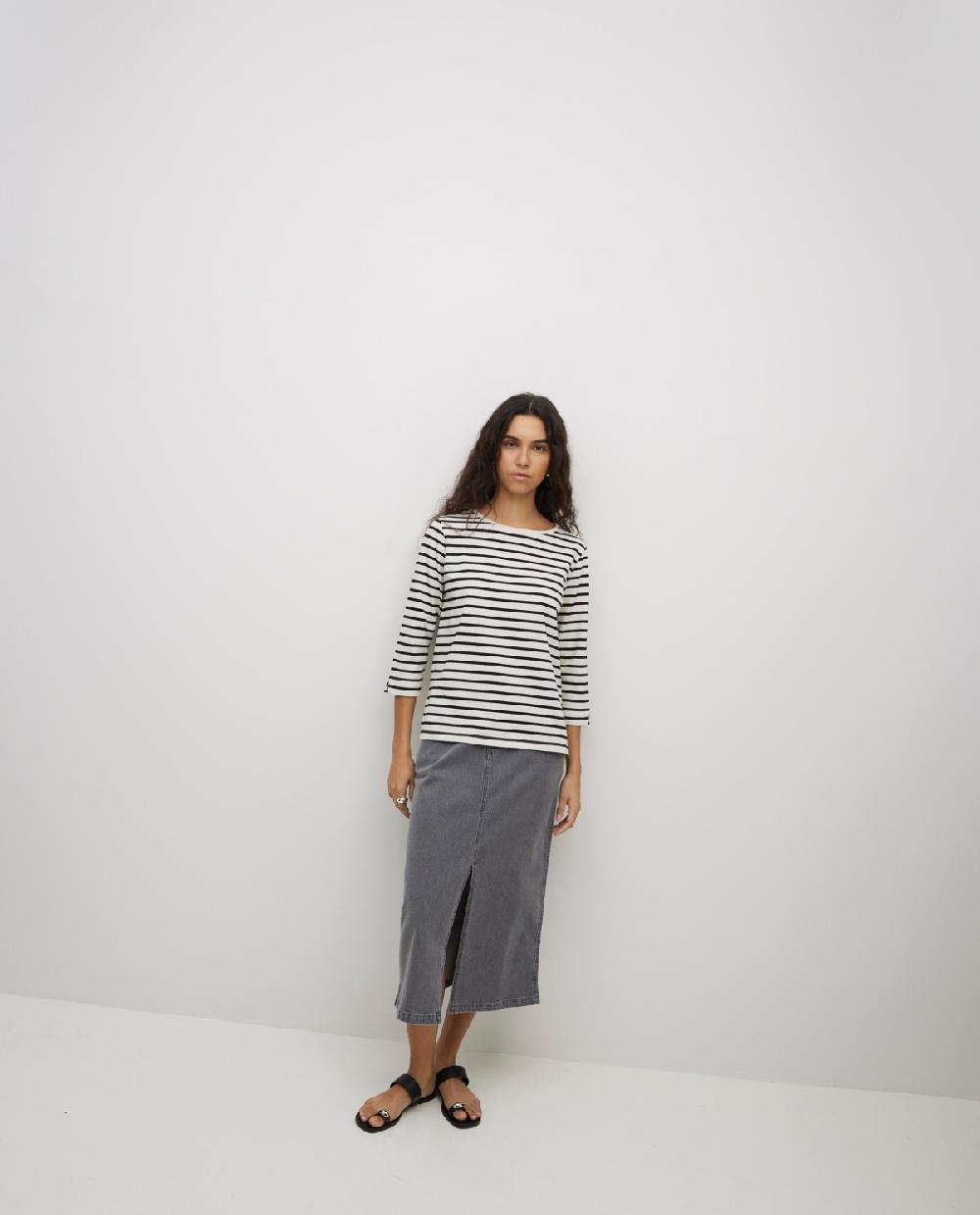 Yerse Camiseta Rayas Cuello Barca Azul Noche