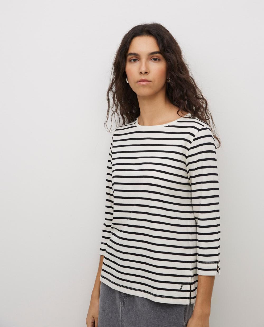 Yerse Camiseta Rayas Cuello Barca Azul Noche