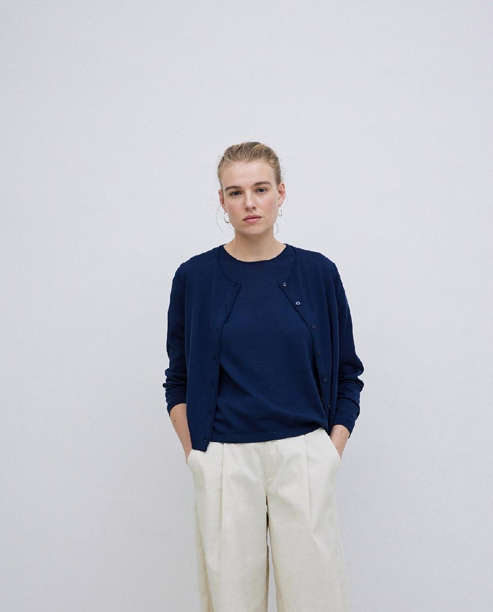 Yerse Cárdigan 100% Lana De Merino Azul Oscuro