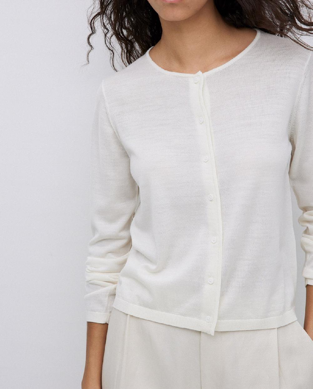 Yerse Cárdigan 100% Lana De Merino Crudo