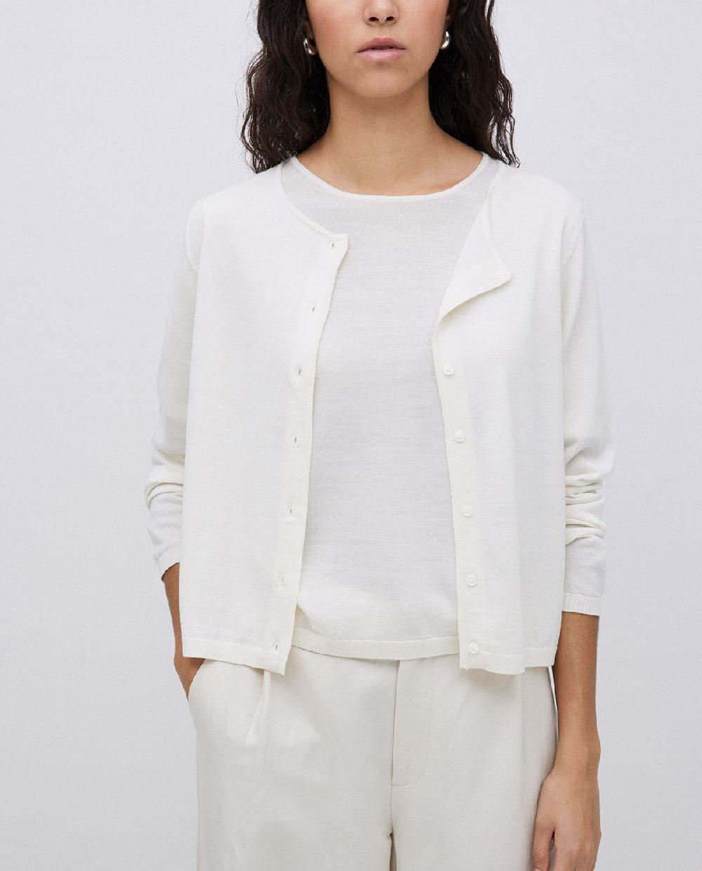 Yerse Cárdigan 100% Lana De Merino Crudo