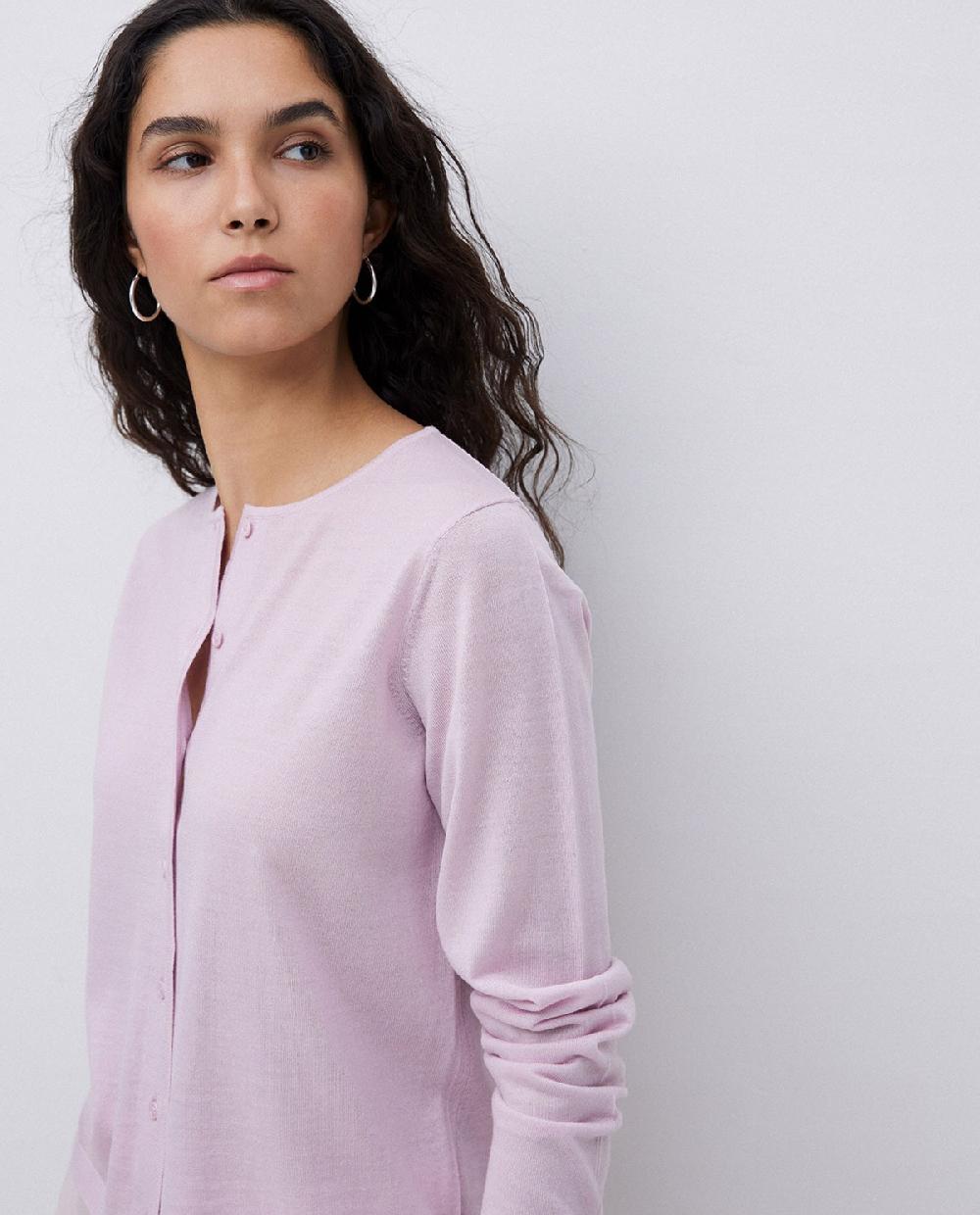 Yerse Cárdigan 100% Lana De Merino Rosa Pálido