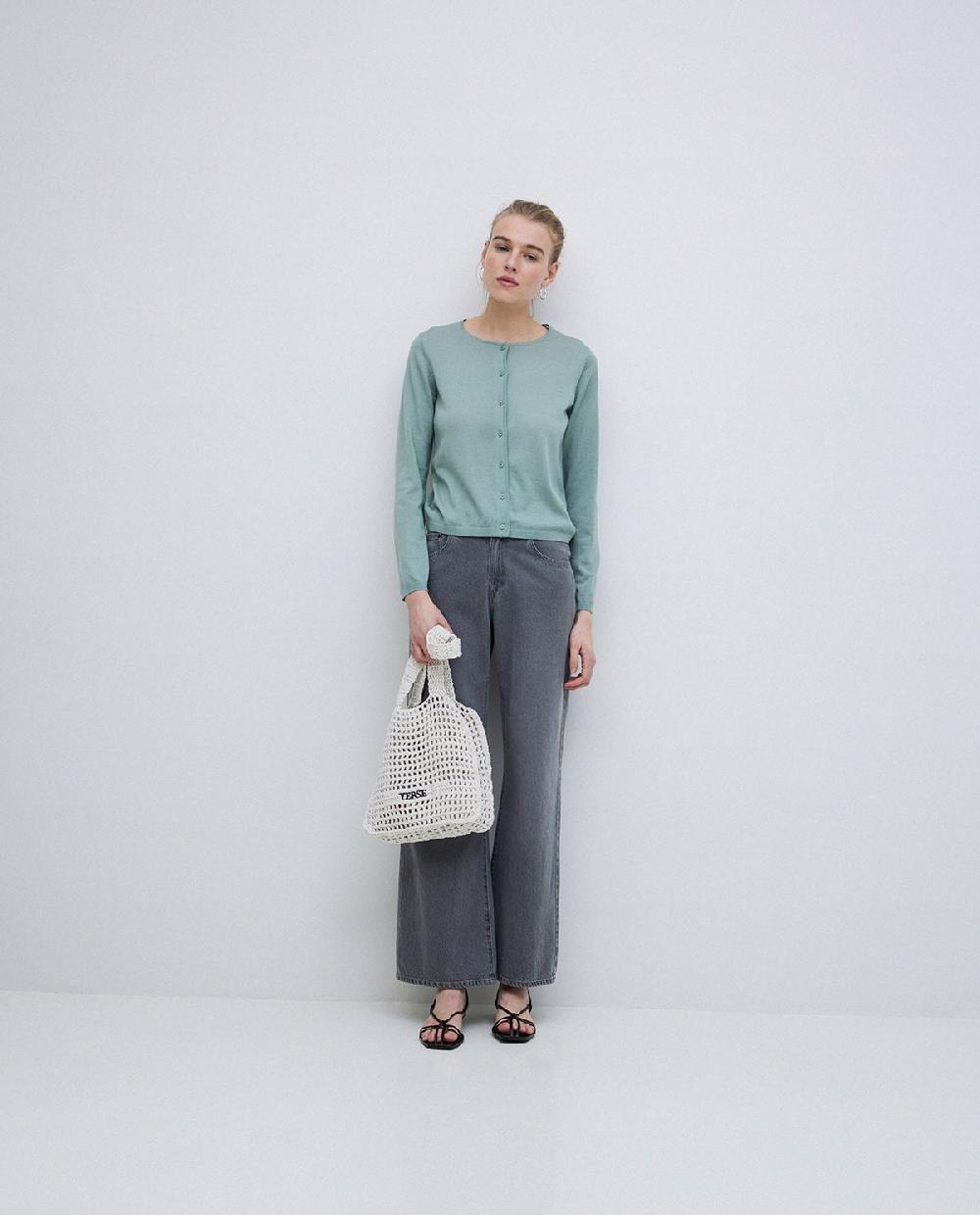 Yerse Cárdigan 100% Lana De Merino Verde