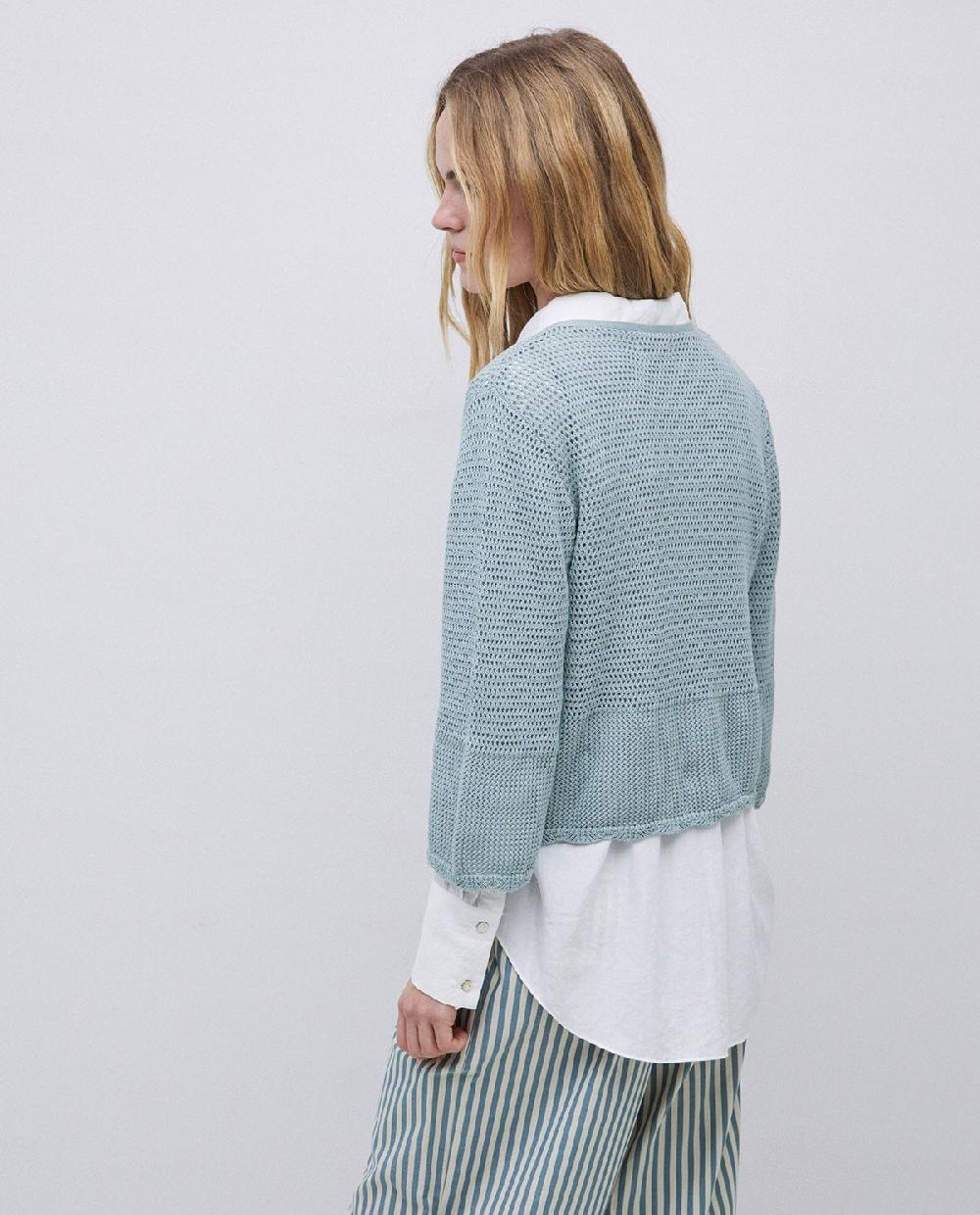 Yerse Cárdigan Calado Lazos Verde Claro