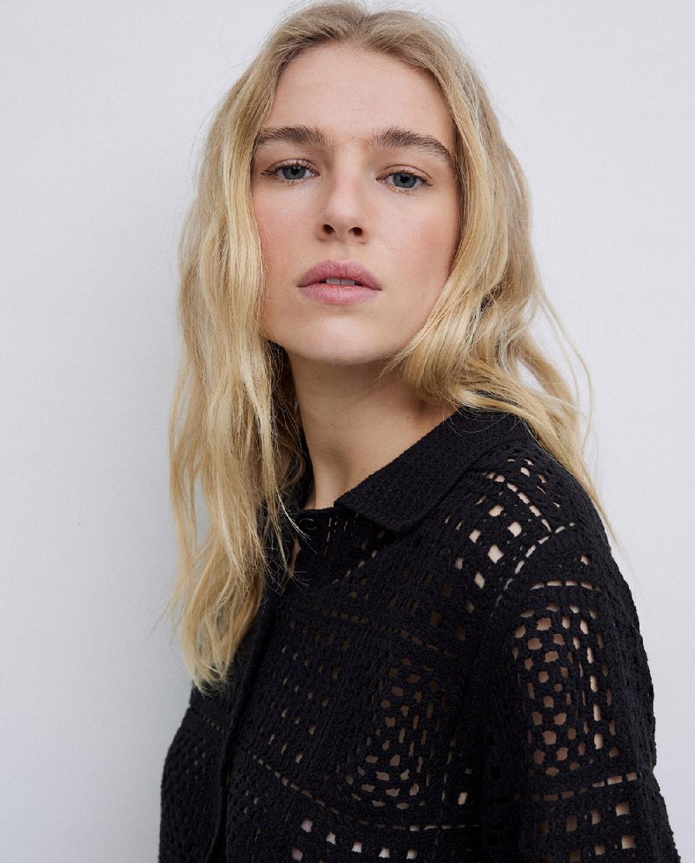 Yerse Cárdigan Efecto Crochet Negro