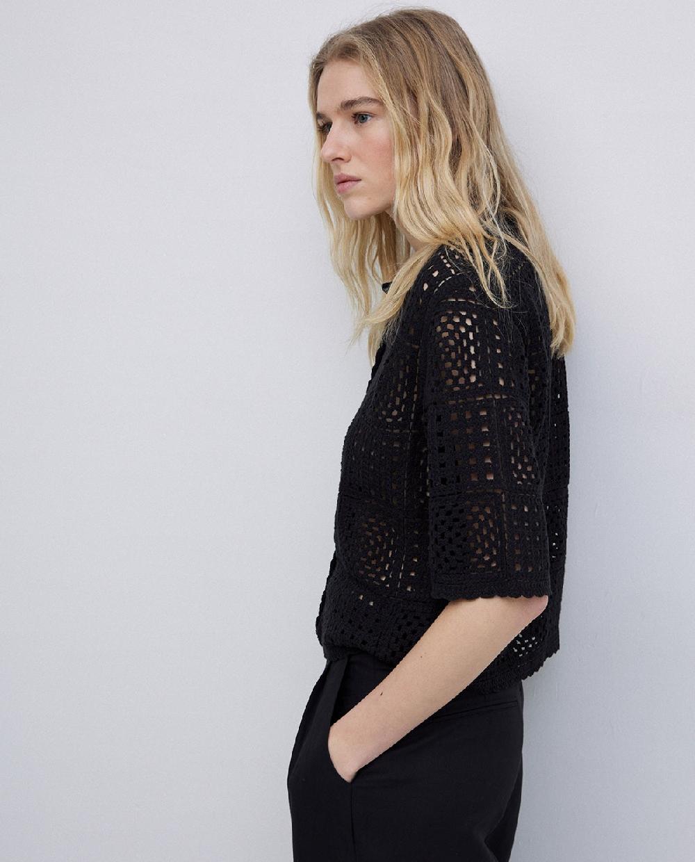 Yerse Cárdigan Efecto Crochet Negro