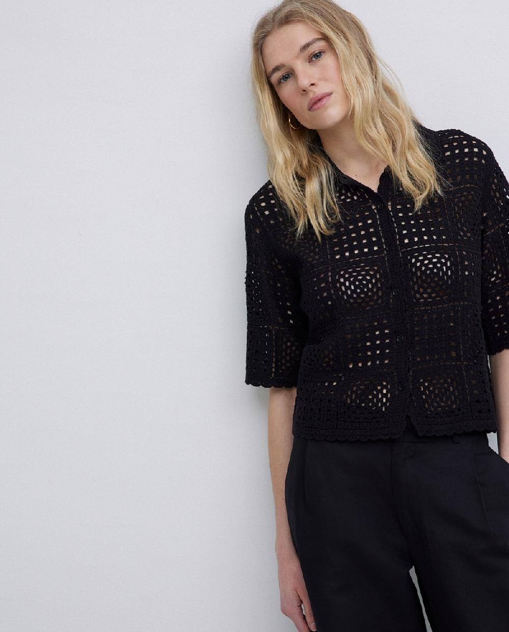 yerse Cárdigan efecto crochet negro