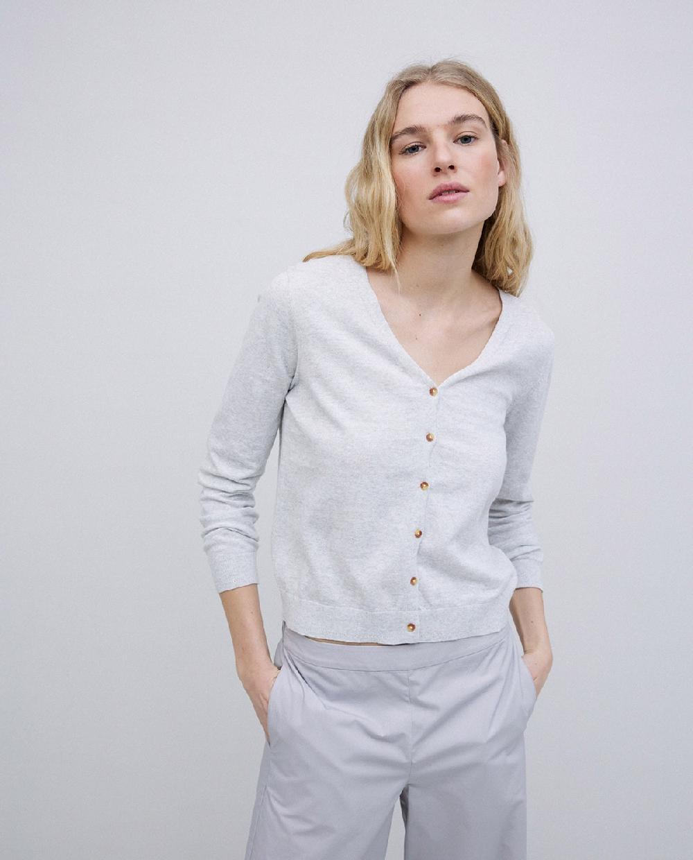 yerse Cárdigan escote pico gris