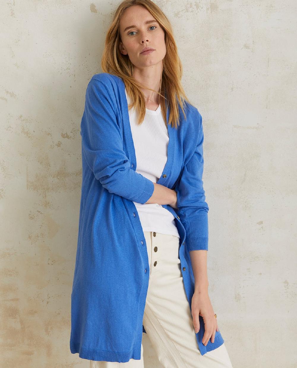 Yerse Cárdigan Largo Botones Azul