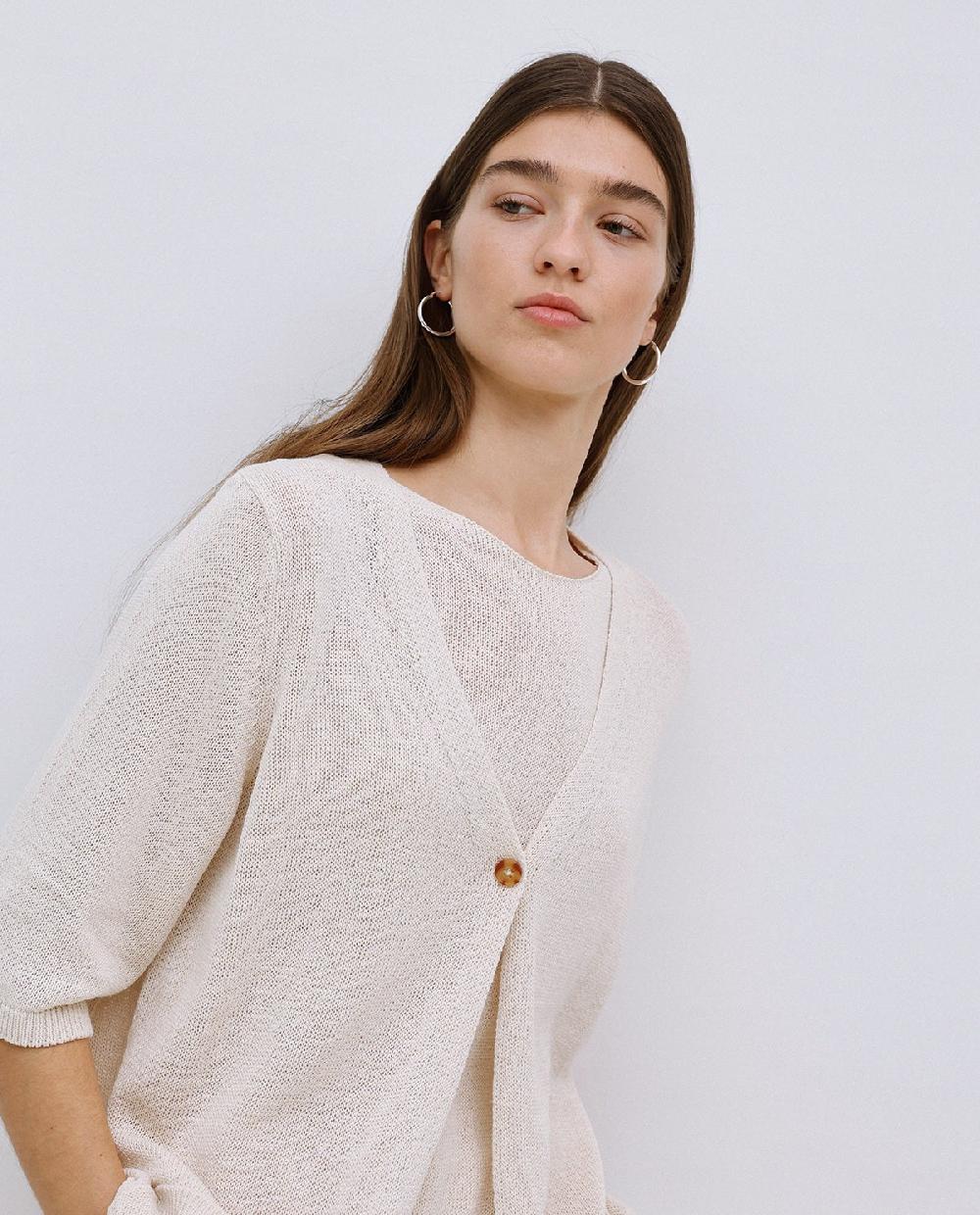 Yerse Cárdigan Largo De Punto Crudo