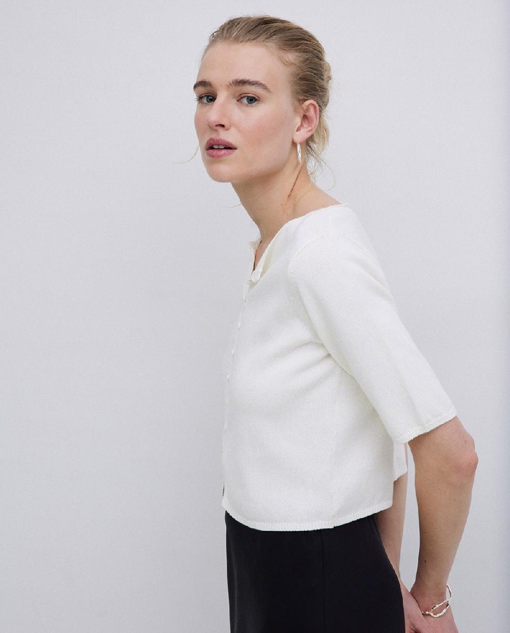 Yerse Cárdigan Manga Corta Blanco Roto