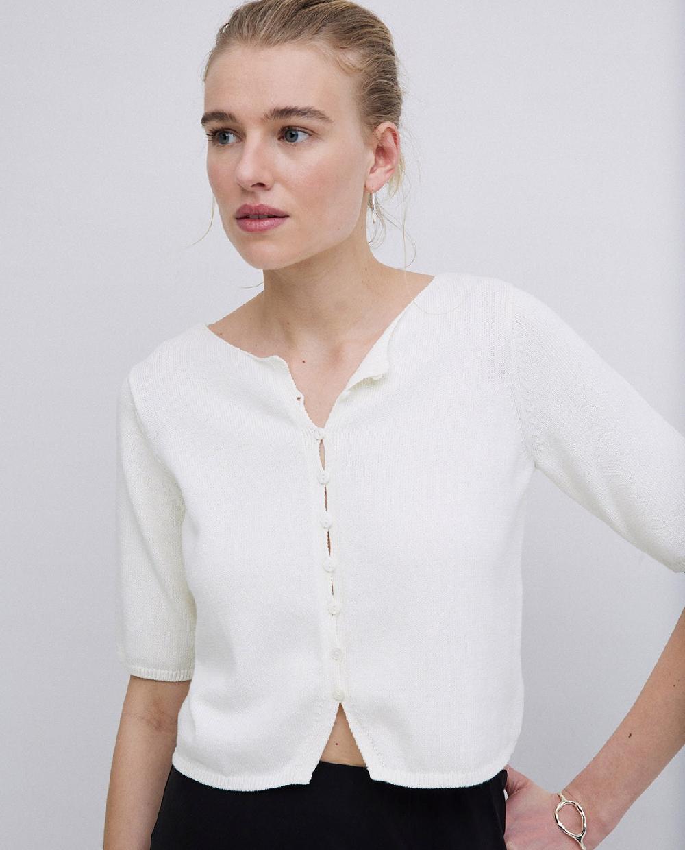 yerse Cárdigan manga corta blanco roto