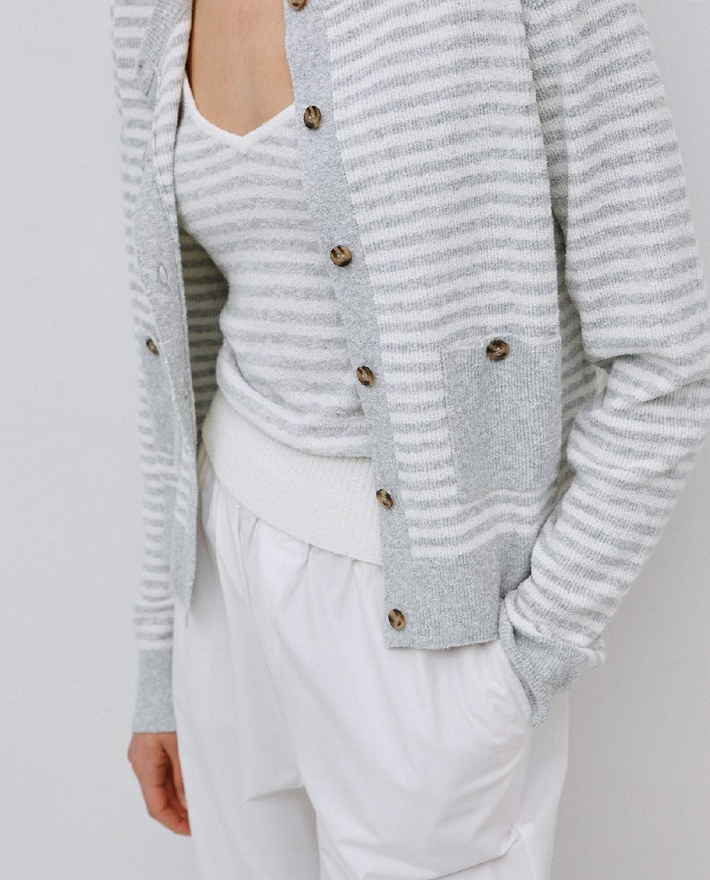 Yerse Cárdigan Rayas Con Algodón Gris