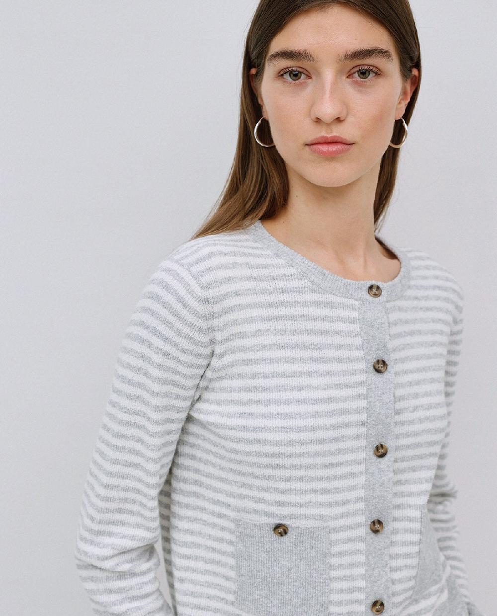 Yerse Cárdigan Rayas Con Algodón Gris