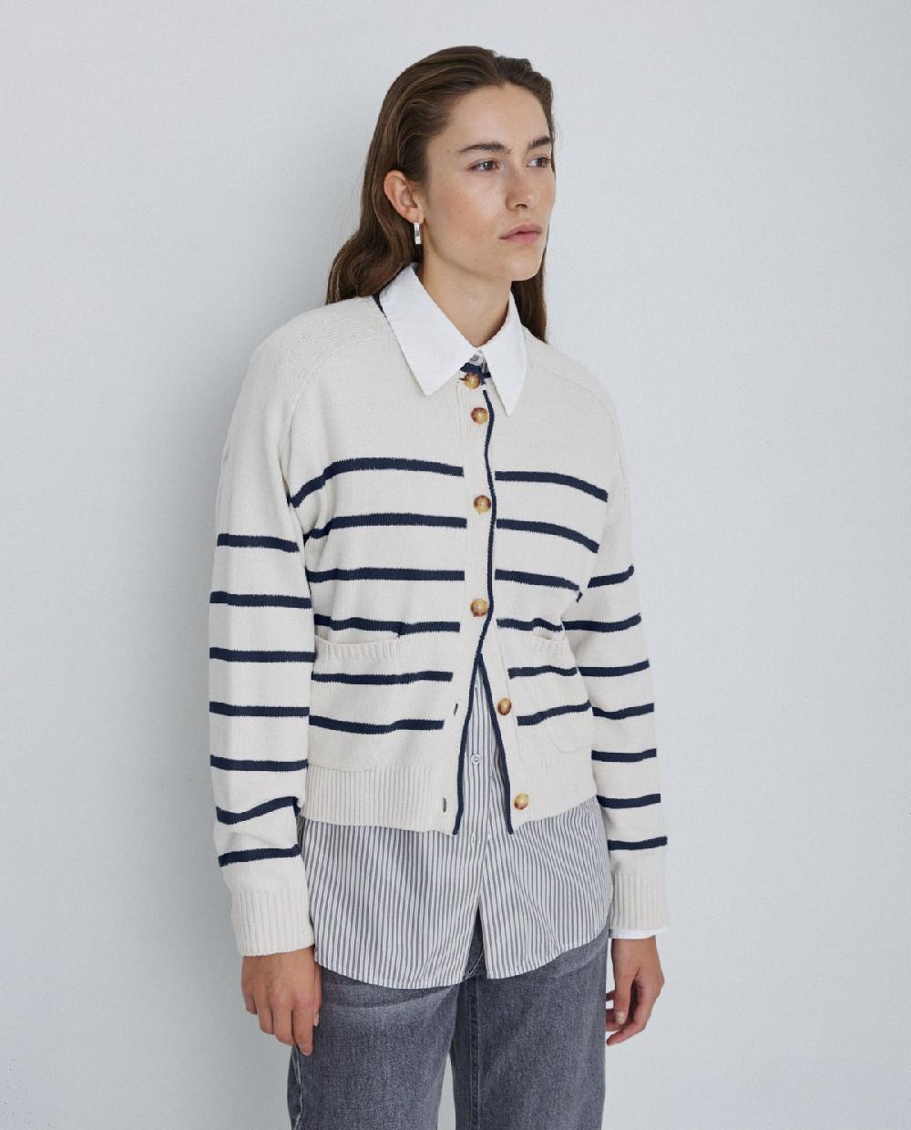 yerse Cárdigan rayas punto azul oscuro