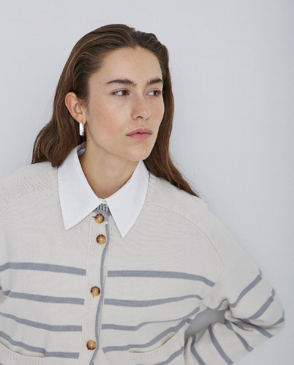 Yerse Cárdigan Rayas Punto Gris