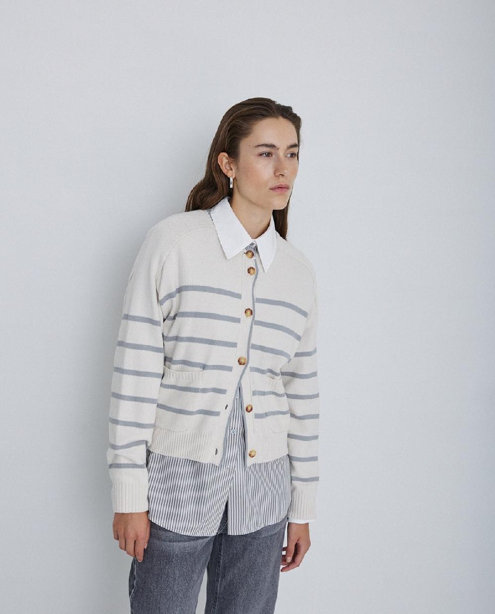 yerse Cárdigan rayas punto gris
