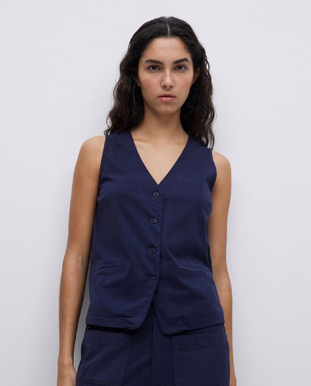 yerse Chaleco de punto algodón azul oscuro