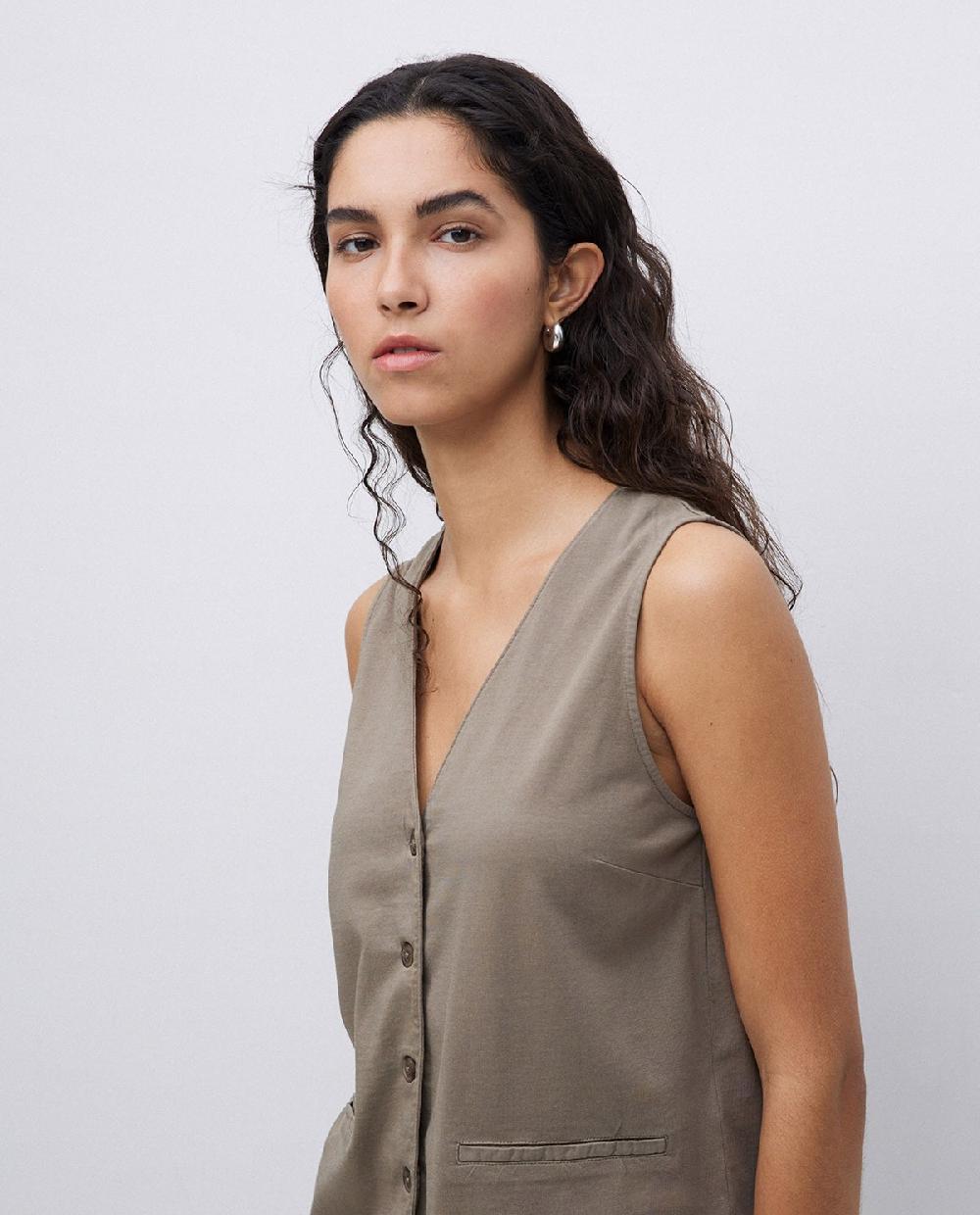 Yerse Chaleco De Punto Algodón Caqui