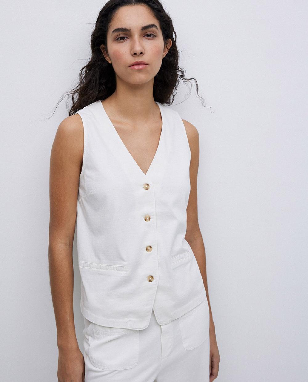 yerse Chaleco de punto algodón crudo